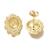 Brass Micro Pave Clear Cubic Zirconia Stud Earring Findings KK-K388-15G-1