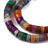 Natural White Jade & Black Netstone & Red Aventurine Disc Beads Strands G-M092-A-01-4