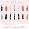 14Pcs 7 Colors Natural & Synthetic Mixed Gemstone Pointed Pendants PALLOY-AB00154-2