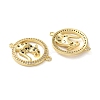 Rack Plating Brass Black Cubic Zirconia Flat Round with Leopard Connector Charms KK-C084-16G-2