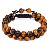 Natural Tiger Eye Braided Bead Bracelet BJEW-SW00001-11-1