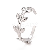 Non-Tarnish 304 Stainless Steel Leaf Wrap Open Cuff Ring for Women LS-RJEW-C025-15P-1