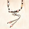 Ethnic Style Alloy & Porcelain Ceramic Beads Butterfly Pendant Tassel Y Necklaces LS-NJEW-D308-01C-4