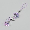 Lily of the Valley Handmade Lampwork & Alloy Butterfly Pendant Decorations HJEW-WH20021-06A-2