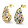 Cubic Zirconia Teardrop Stud Earrings EJEW-H137-01G-06-1
