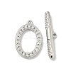 Oval Brass Micro Pave Clear Cubic Zirconia Toggle Clasps KK-G548-25P-1