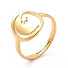 Ion Plating(IP) 201 Stainless Steel Moon & Star Adjustable Ring for Women LS-RJEW-F131-07G-1