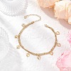 304 Stainless Steel Tassel Double Layer Anklets for Women AJEW-AN00704-03-1