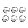 Non-Tarnish 304 Stainless Steel Cuff Ring Settings STAS-E202-02B-P-1