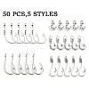 50Pcs 5 Styles Tibetan Style Alloy Hook Clasps TIBE-YW0001-66-3