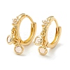 Star Cubic Zirconia Hoop Earrings with Flat Round Drop EJEW-P196-19G-2