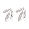 Non-Tarnish 304 Stainless Steel Leaf Stud Earrings for Women EJEW-F300-11P-1