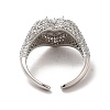 Cubic Zirconia Heart Open Cuff Ring RJEW-C041-04P-05-3