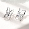 Brass Micro Pave Clear Cubic Zirconia Butterfly Cuff Earrings EJEW-P322-16P-1