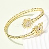 Brass Micro Pave Cubic Zirconia Cuff Bangles for Women BJEW-F526-06G-3