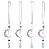 4Pcs Glass Teardrop & Alloy Moon Pendant Decorations HJEW-DC00104-1