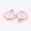 Golden Tone Brass Glass Flat Round Charms GLAA-M003-A-13G-2