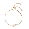 Oval Natural Pearl Beaded Slider Bracelet BJEW-JB09315-02-1