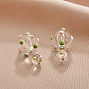 Resin and Brass Stud Earrings for Women FS-WG08F6B-02-1