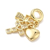 Brass Micro Pave Clear Cubic Zirconia European Dangle Charms KK-K368-33G-2