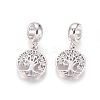 Brass Micro Pave Clear Cubic Zirconia European Dangle Charms OPDL-L016-10P-1