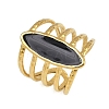 Horse Eye 304 Stainless Steel Enamel Cuff Rings for Women RJEW-G355-04G-6