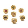 Cubic Zirconia Flower Open Cuff Ring RJEW-C055-05G-1