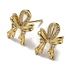 Rack Plating Brass Bowknot Stud Earrings with Cubic Zirconia EJEW-D063-10G-1