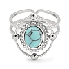 304 Stainless Steel Synthetic Turquoise Cuff Rings G-Z056-04P-05-2