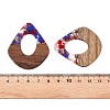 Transparent Resin and Walnut Wood Pendants RESI-T057-07F-4