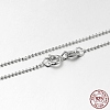 Anti-Tarnish Trendy Rhodium Plated 925 Sterling Silver Ball Chain Necklaces X-STER-M050-1.0B-09-3