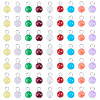 90Pcs 9 Colors Baking Paint Imitation Jade Glass Round Bead with Iron Pendants PALLOY-TAC0281-2
