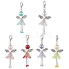 6Pcs 6 Colors Fairy Alloy Beaded & Glass & Acrylic Beaded Pendant Decoration HJEW-JM03064-2