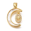 Brass Micro Pave Cubic Zirconia Shell Pendants KK-D328-09G-1