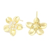 Brass Pave Clear Cubic Zirconia Stud Earring Findings KK-F875-05G-2