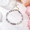 Natural Fluorite Chip & Glass Beaded Anklets AJEW-AN00682-04-1