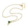 304 Stainless Steel Green Cubic Zirconia Pendant Necklaces for Women NJEW-C078-01C-G-4