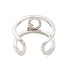 Clear Cubic Zirconia Initial Letter Open Cuff Ring RJEW-A012-01P-Q-3