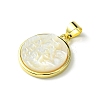 Rack Plating Brass Pave Natural Shell Pendants KK-A204-01B-02G-2