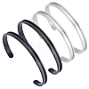 4Pcs 2 Colors C-Shaped 201 Stainless Steel Grooved Cuff Bangles STAS-UN0065-25B-1