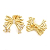 Bowknot Brass Micro Pave Cubic Zirconia Stud Earrings for Women EJEW-P275-05G-2
