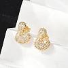 Brass Micro Pave Cubic Zirconia Stud Earrings EJEW-Z091-04G-L-4