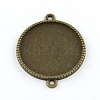 Tibetan Style Alloy Flat Round Cabochon Connector Settings TIBE-Q038-001F-AB-NR-1