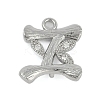 Brass Crystal Rhinestone Letter Links Connector Charms KK-S395-06P-I-1