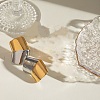 304 Stainless Steel Two Tone Square Stud Earrings EJEW-D306-06G-1
