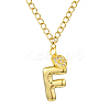 304 Stainless Steel Clear Cubic Zirconia Heart & Letter Pendant Curb Chain Necklaces for Women NJEW-FS00012-27F-1