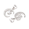 925 925 Sterling Silver Pave Clear Cubic Zirconia Crescent Moon with Star Charms STER-G050-02P-2