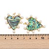 Brass Pave Natural Paua Shell Pendants KK-U058-25G-01-3