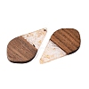 Transparent Resin and Walnut Wood Pendants RESI-T057-06N-3