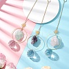 3Pcs Nuggets Natural Amethyst & Fluorite & Rose Quartz & Glass Round Hanging Suncatchers HJEW-JM04660-1